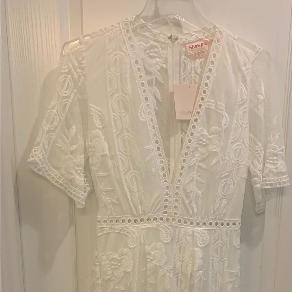 White maxi floral lace dress